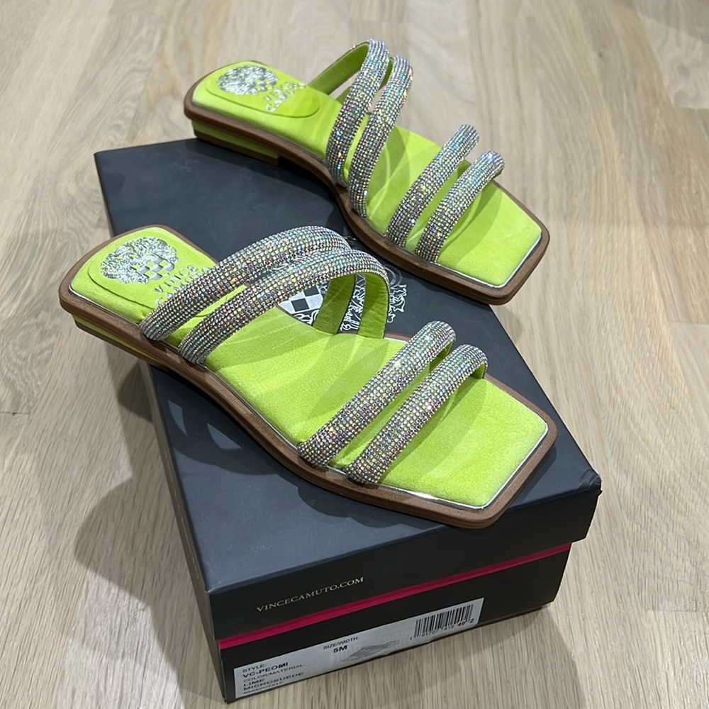 NIB Vince lime green glitter sandals size 5